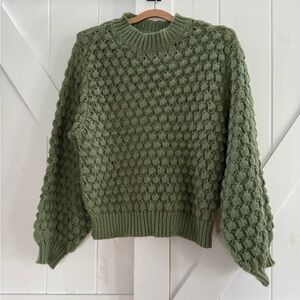 POL Oversized Bauble Textured Green Sweater
